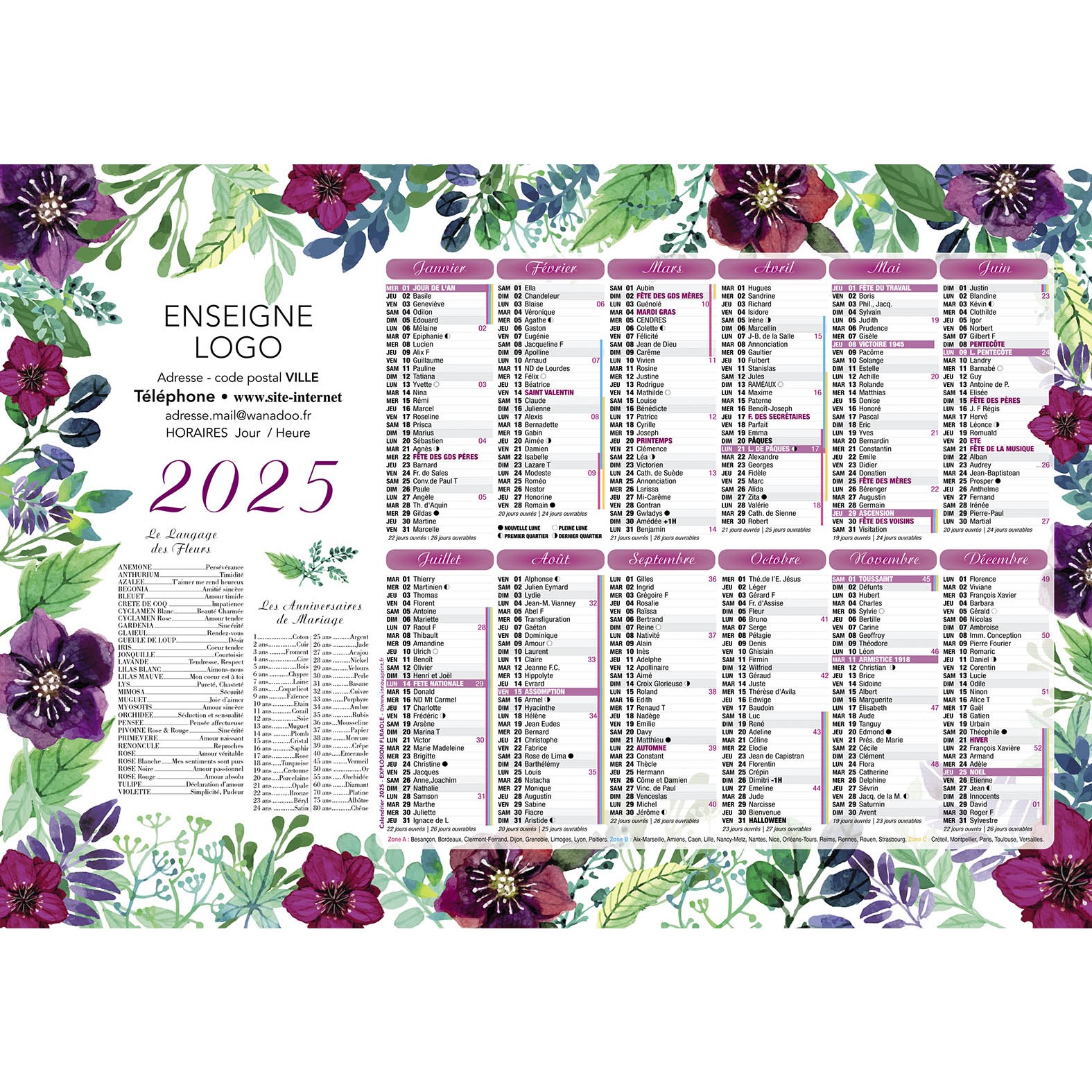 Calendrier 2025 - Explosion Florale